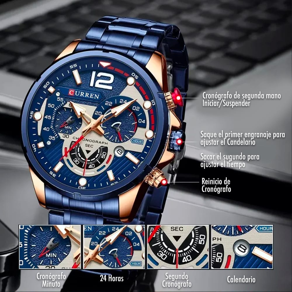 CURREN 8395 Reloj Hombre (Color Azul)